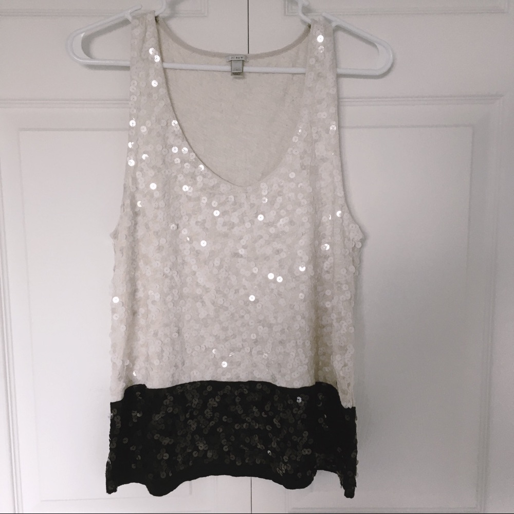 J. Crew black and white sequin tank top